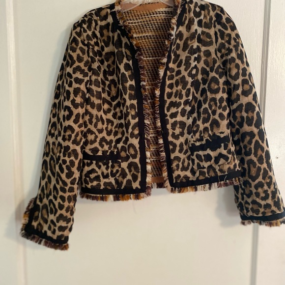 Talbots reversible stripped/leopard print dress jacket size 6 - Picture 5 of 5